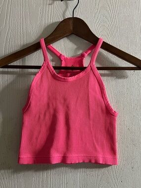 FP Movement Free People Ribbed Razor Back Tank Hot Pink Womens Size XS/S
